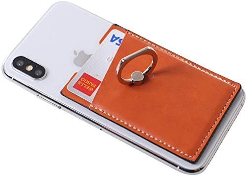 Telefon Novčanik sa Prsten,ARASO Ljepilo Naljepnicu Karticu Nazad Slim Držati Na Karticu za Telefone (Brown)
