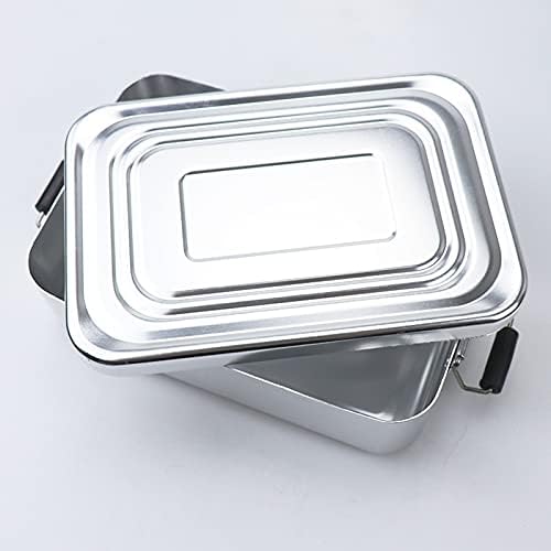 Hislaves Kutije za užinu Kontejnera Čvrsto Aluminijuma Kutija za Ručak Prenosni Pravokutni Hranu Voće Kontejner za Školu Ured Otvorenom na Kampovanje Silver
